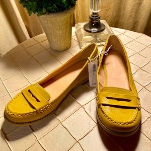 Mustard gold loafers